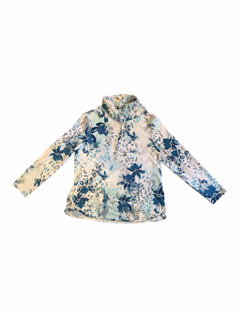 Chico's Weekends Floral Turtleneck in Blue and Cream Chico size 1 - Picture 3 of 4